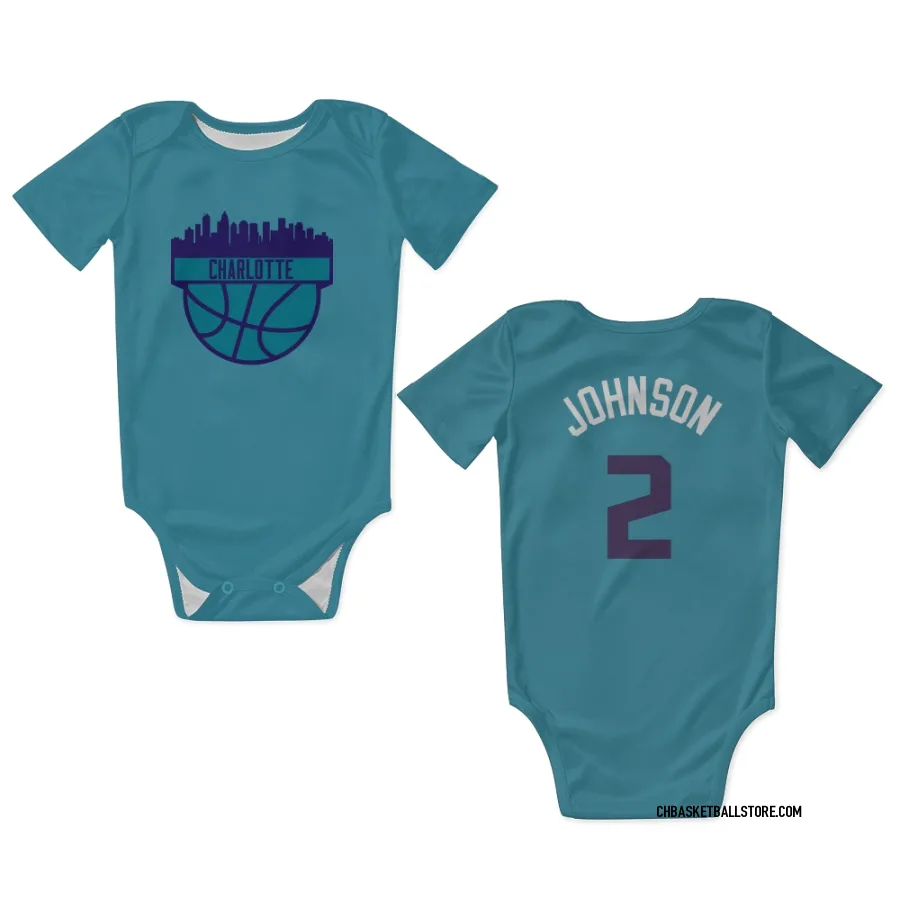 Charlotte Hornets Larry Johnson Purple   Teal  Newborn & Infant Bodysuit
