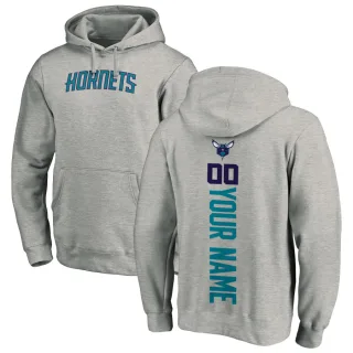Men's Charlotte Hornets Custom Branded Ash Backer Pullover Hoodie