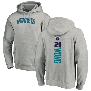 Men's Charlotte Hornets Isaiah Wong Branded Ash Backer Pullover Hoodie