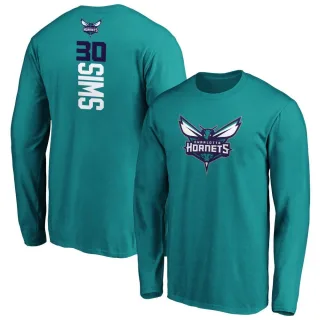 Men's Charlotte Hornets Jaylen Sims Teal Backer Long Sleeve T-Shirt