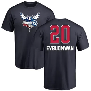 Men's Charlotte Hornets Tosan Evbuomwan Navy Name and Number Banner Wave T-Shirt