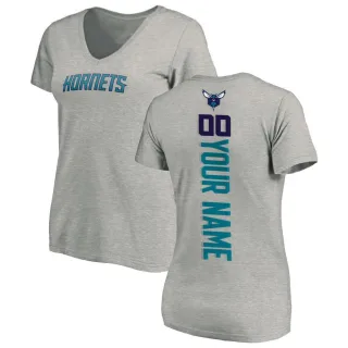Women's Charlotte Hornets Custom Ash Backer T-Shirt