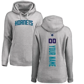 Women's Charlotte Hornets Custom Branded Ash Backer Pullover Hoodie