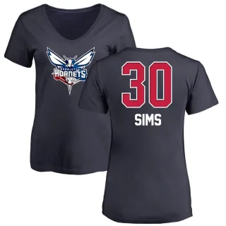 Women's Charlotte Hornets Jaylen Sims Navy Name and Number Banner Wave V-Neck T-Shirt
