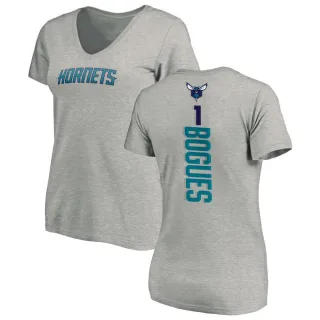 Women's Charlotte Hornets Muggsy Bogues Ash Backer T-Shirt