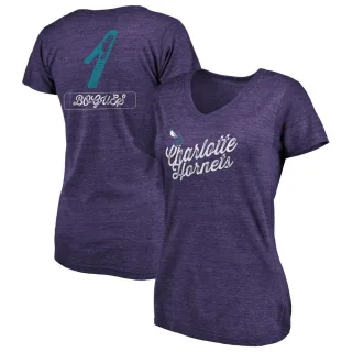 Women's Charlotte Hornets Muggsy Bogues Purple Sideline V-Neck T-Shirt