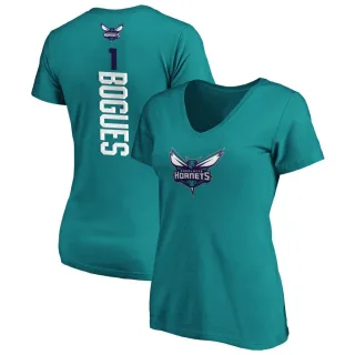 Women's Charlotte Hornets Muggsy Bogues Teal Backer T-Shirt