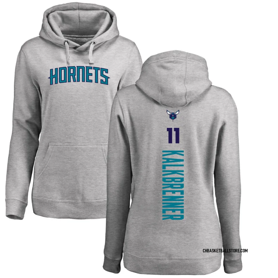 Women's Charlotte Hornets Ryan Kalkbrenner Branded Ash Backer Pullover Hoodie