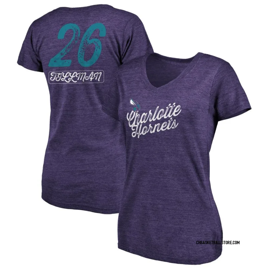 Women's Charlotte Hornets Xavier Tillman Purple Sideline V-Neck T-Shirt
