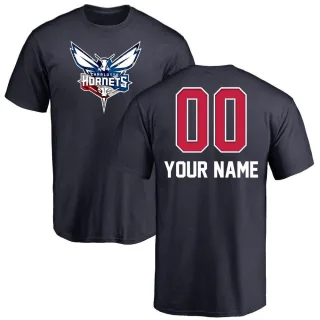 Youth Charlotte Hornets Custom Navy Name and Number Banner Wave T-Shirt
